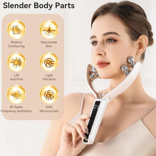 Face Massager Tool with 3D Roller, Facial Sculpting Tool, V Roller Face Lift Device with 3 Adjustable Settings for Home & Travel Use, Gentle Contouring & Skincare Absorption