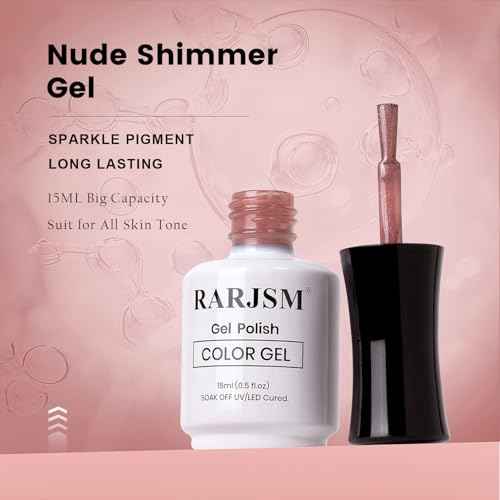 RARJSM Nude Dirty Pink Gel Nail Polish with Silver Pearl Glitter Finish Sheer Jelly Shimmer Gel Polish 15ml UV LED Soak Off Transparent Soft Color Home Salon French Manicure Varnish Curing Requires