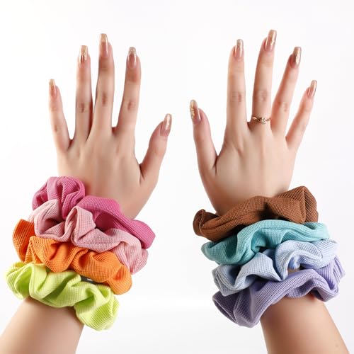 Artilady Silk Hair Scrunchies - 12 Pack Large Pleated Slip Silk Scrunchies for Women Elastic and Soft Cute Hair Ties No Damage Girls Hair Accessories Ponytail Holders Christmas Birthdays Gifts