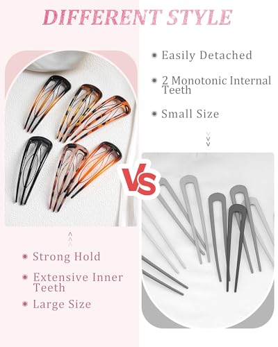 6-Pack French Hair Pins for Women - U-Shaped Bun Forks with 3-Prong Design