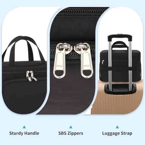 Travel Toiletry Bag, Portable Makeup Bag for Women Girls, Water-resistant Makeup Cosmetic Bag Travel Bag for Full-Size Toiletries, Accessories, Black