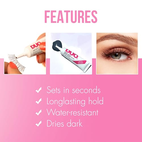 Duo Quick-Set Strip Lash Adhesive - Dark Tone, Long Lasting Lash Glue, Waterproof, Strong Hold for Strip Lashes & Eyelash Clusters, 0.25 oz