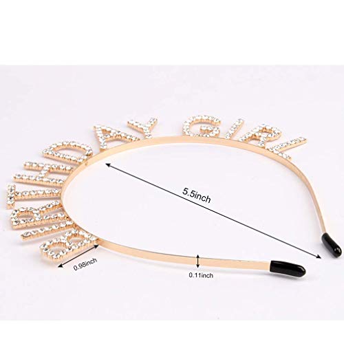 Birthday Girl Tiara with Rhinestones Gold Headband