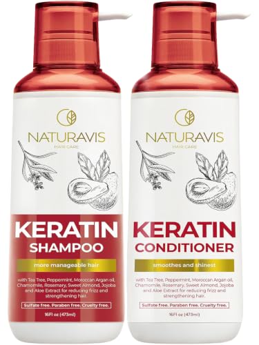 NATURAVIS Keratin Shampoo & Conditioner Set - Sulfate-Free, All Hair Types