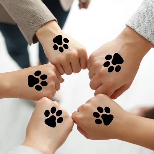 Harloon Paw Print Temporary Tattoos - 300 Pcs Black