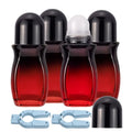 Ellbest 4Pcs Rollerball Bottles Set 50ml Gradient Red Glass Deodorant Roller Bottle with Plastic Roller Ball and 2Pcs Opener Perfume Roll On Bottles Deodorant Containers for Essential Oils (Black Lid)