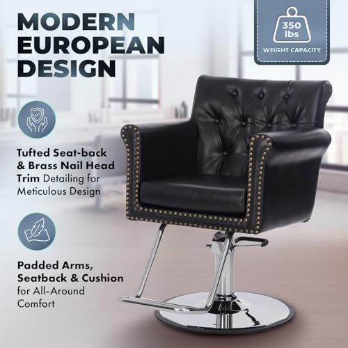 Buy-Rite Chelsea Black Tufted Salon Chair | Hydraulic Styling