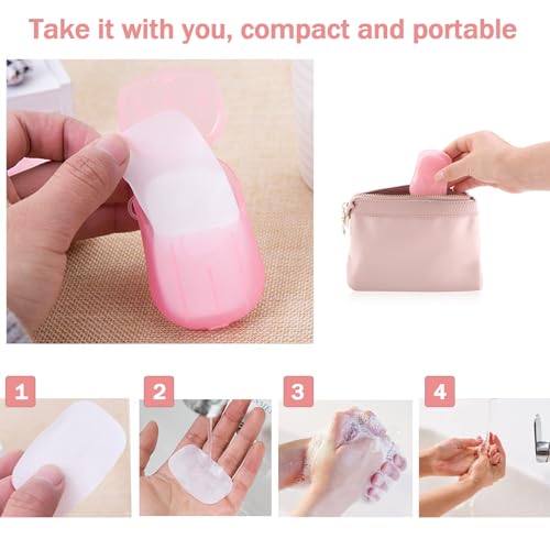 4 Boxes (200 Sheets) Hand Washing Soap Sheets for Outdoor Travel,Portable Hiking Washing Hand Paper Soap for Travel, Party, School, Camping