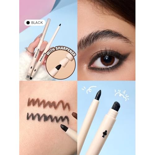 SHEGLAM Gel Glide Eyeliner Pencil Creamy Waterproof Smudgeproof Longwearing Eyeliner-Black (Pack of 2)