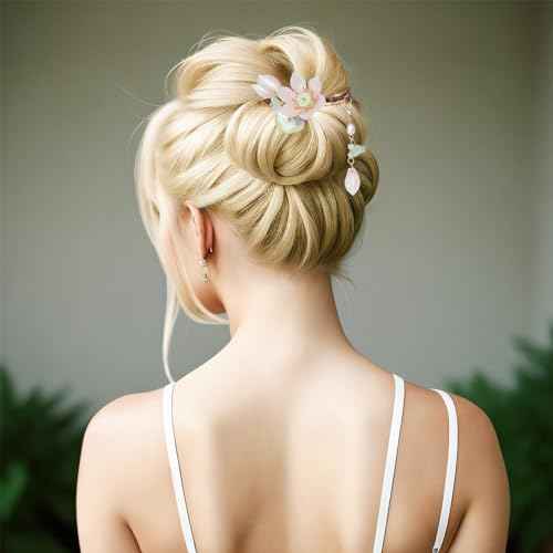 SHIYANG Handmade Pink Lotus Hair Clips, Floral Hair Decoration for Hanfu, Chinese and Korean Fashion