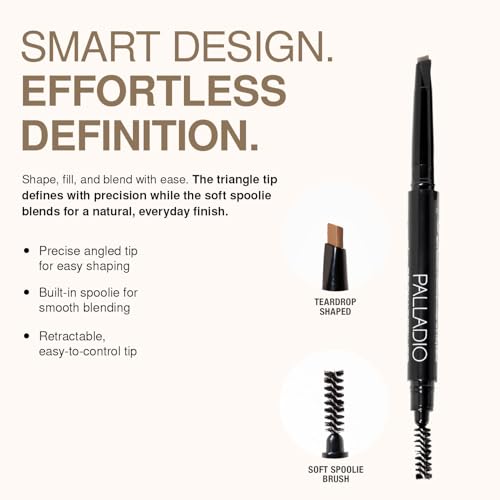 Palladio Brow Definer Retractable Eyebrow Pencil, Taupe
