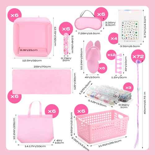 85 Pcs Spa Kit for Girls Nail Art Kit Sleepover Party Supplies with 12.5 x 12.5 in Inflatable Foot Tubs Foot Bath Towel and Basket DIY Manicure Pedicure Set for Slumber Party (Pink)