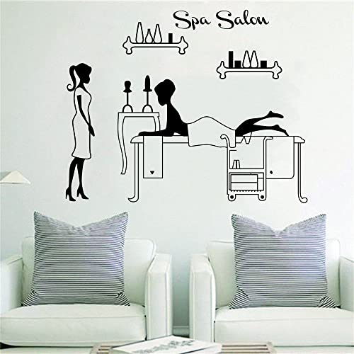 ANFRJJI Spa Salon and Massage Wall Decal - Relax and Rest Sticker - Removable PVC Wall Decor for Massage Shop - spa Bathroom Decor Effect 38"x32"inch (Black-JWH325-Decor Therapy)