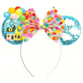 Bianbaistar Blue Balloon Mouse Ears Headband with Cloud & House Accents - Vibrant Party Accessory