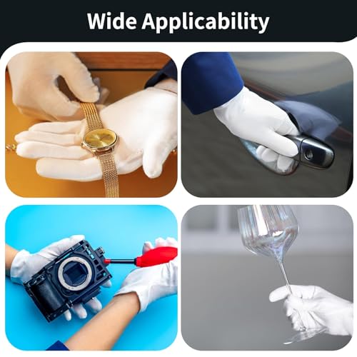 White Cotton Gloves for Dry Hands & Overnight Moisturizing, 30 Pairs