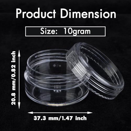10g Sample Containers with Lids - 20 Pack Clear Plastic Jars