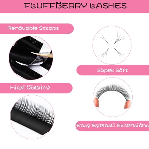 FLUFFBERRY Easy Fan Lashes D Curl Volume Extensions 16mm