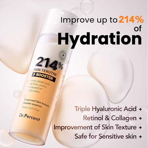 Skin Texture Booster 214% Essence ? Deep Hydration, Glass Skin, Triple Hyaluronic Acid, Collagen & Retinol, Lightweight & Non-Sticky, Visibly Plumping Effect, Korean Skincare, 5.07 fl oz
