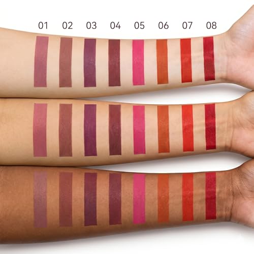 8 Matte Lip Liner Pencils Set with Blending Brush