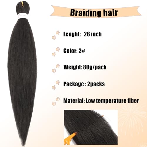 8 Packs Ombre Braiding Hair Pre Stretched 26 Inch Ombre Blue Long Pre Stretched Braiding Hair with Ombre Tone Hot Water Setting Soft Natural Texture Yaki Texture Hair (26inch 8Packs Tblue#)