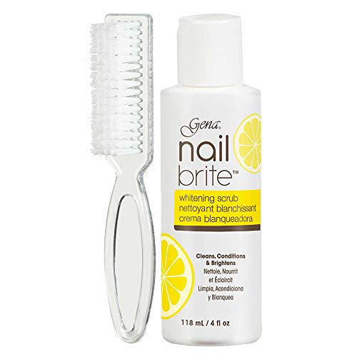 Gena Nail Brite Whitening Scrub with Brush - Brightening Nail Treatment, 4 oz