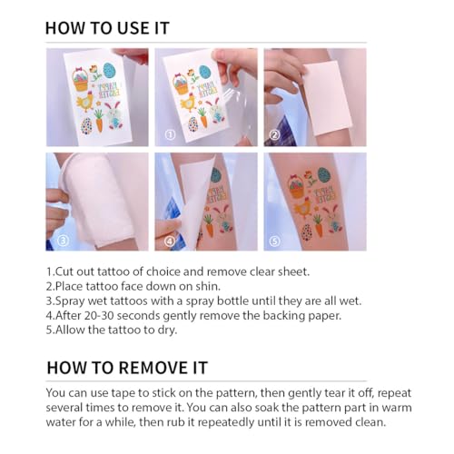Glow in the Dark Easter Temporary Tattoos for Kids - 12 Sheets