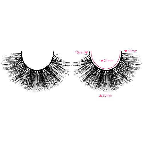 LANFLOWER 3D Faux Mink Lashes - 20mm Fluffy Volume, 14 Pairs