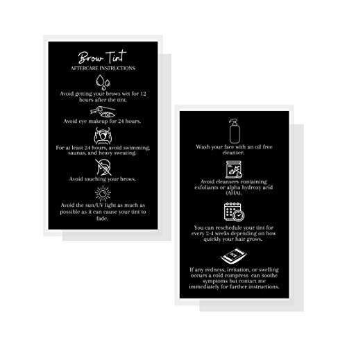 50 Pack Eyebrow Tinting Aftercare Cards 2x3.5 inch