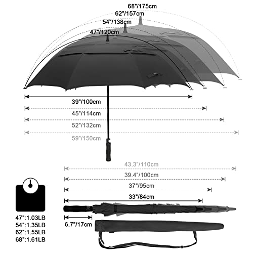 G4Free 62 Inch Automatic Open Golf Umbrella Extra Large Oversize Double Canopy Vented Windproof Waterproof Stick Umbrellas(Dark Green)