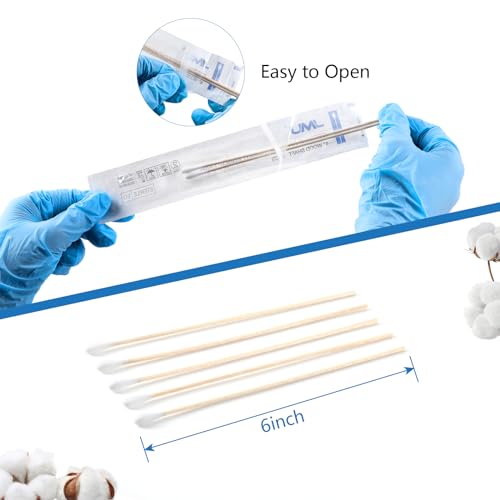 6 Inch Sterile Cotton Swabs, 200 Count Medical Applicators