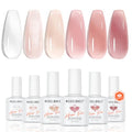 Modelones Jelly Soft Petal Dreams Gel Nail Polish Set - A A A0, 6 Colors Nude Pink Red