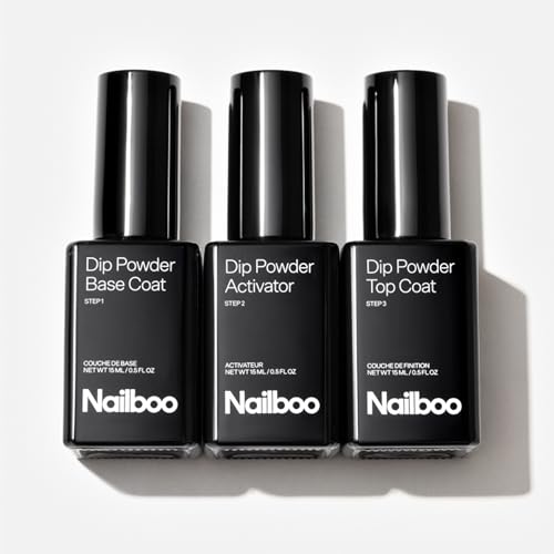 Nailboo Dip Powder Liquid Set - Base Coat, Top Coat & Activator (3 Pack)