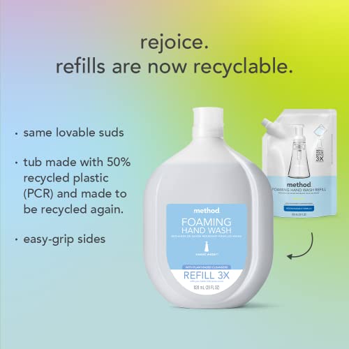 Method Foaming Hand Soap Refill, Waterfall, Recyclable Bottle, 28 fl oz (Pack of 4)