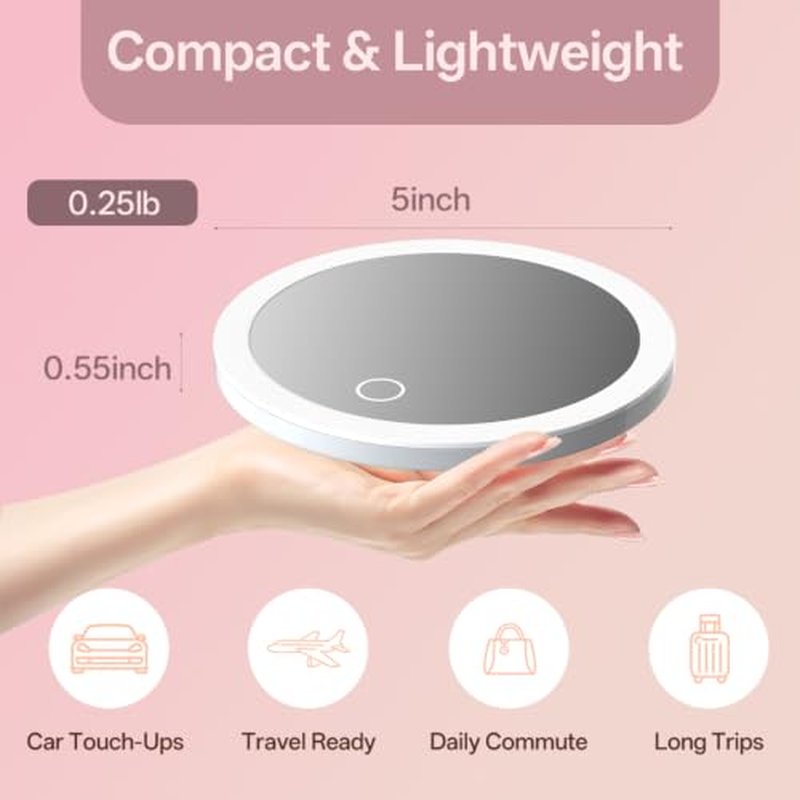 10X Magnifying Makeup Mirror with LED Lights & Suction Cups
