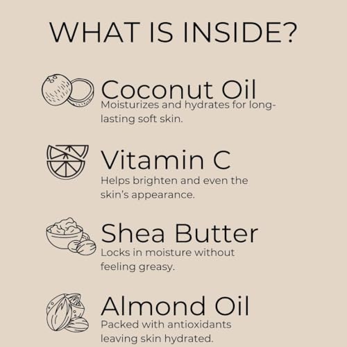 Amira Beauty Body Butter - Whipped Rich Lightweight Hydrating Coconut Oil & Vitamin C to Soften & Moisturize Skin - Scented with Cashmere Vanilla & Musk Body Lotion, 2.4 oz