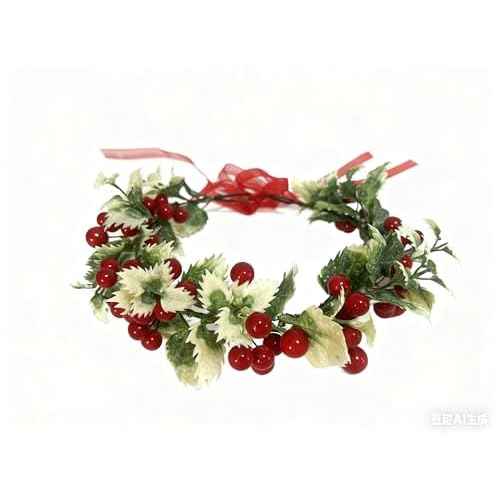 TOECWEGR Christmas Flower Crown Floral Wreath Red Berry Pine Cone Crown Forest Woodland Wedding Headpiece Headband