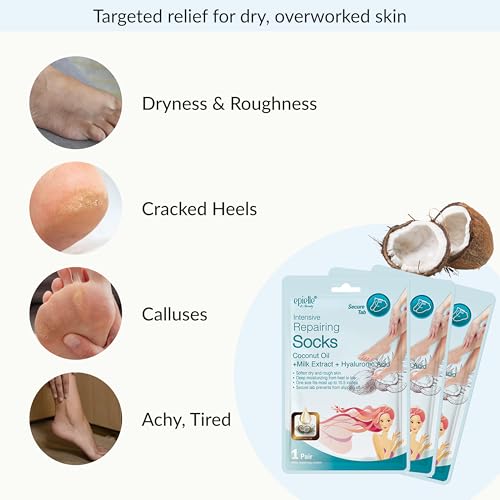 Epielle Intensive Repairing Foot Mask Socks for Dry Cracked Feet - 6 Pairs