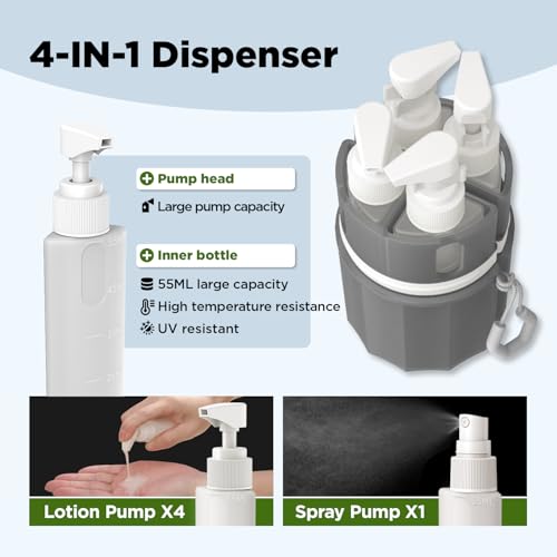 YOTIME 4-in-1 Travel Dispenser Bottle Set with Suction Cup