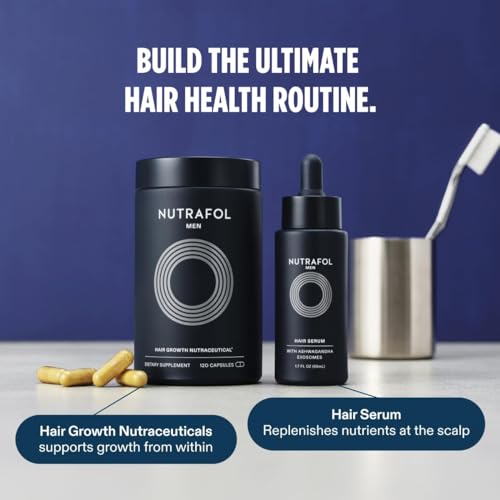 Nutrafol Men's Hair Growth Supplements, Clinically Tested for Visibly Thicker Hair and Scalp Coverage, Dermatologist Recommended - 1 Month Supply