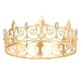 Gold Rhinestone Full Round Crown - Crystal Tiara for Prom & Parties