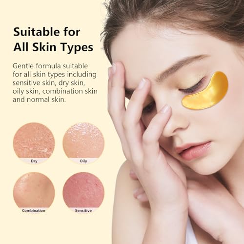 Adofect 24K Gold Under Eye Patches - 30 Pairs for Dark Circles