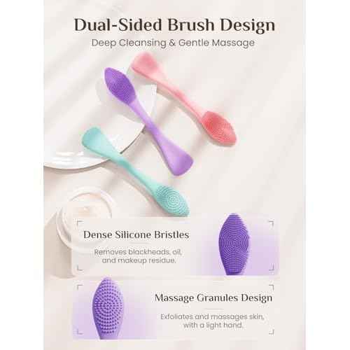 Rena Chris 3 Pcs Silicone Face Scrubber, 3 in 1 Face Mask Applicator & Facial Cleansing Brush, Pore Brush for Exfoliating, Blackhead, Skincare Applicator Tools