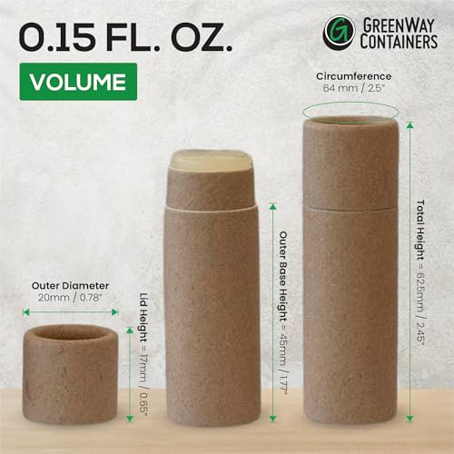 GreenWay 0.15oz / 4.25g Kraft Paperboard Lip Balm Tubes with Lids - 25 Pack Lip Gloss Tubes Refillable DIY Cosmetic Containers ? Extra Thick Push-Up Bottom Lip Balm Containers - Brown