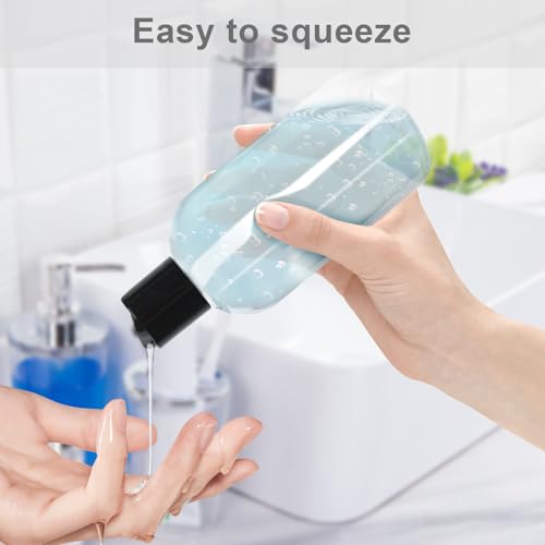 2-Pack 8oz Clear Squeeze Bottles with Black Caps