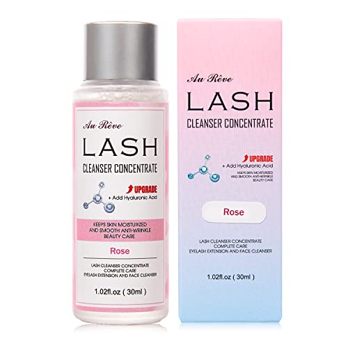 AuReve Lash Shampoo Concentrate 30ml Lash Cleanser Concentrate Add Hyaluronic Acid Oil-Free Lash Extension Shampoo Perfect for Salon，Aloe