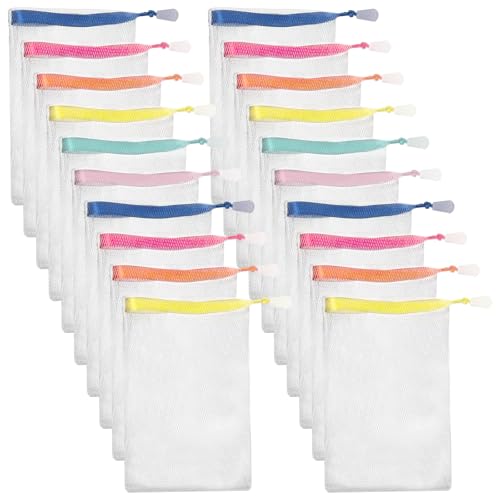 Mesh Soap Bags for Shower 20 Pack - Foam Net Soap Saver Pouches