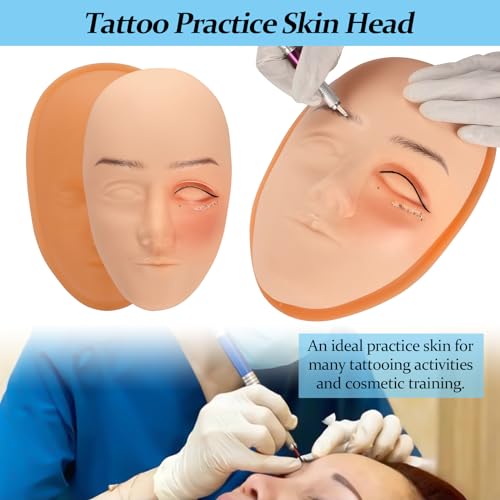 Tattoo Practice Skin Head with Base - Microblading Training