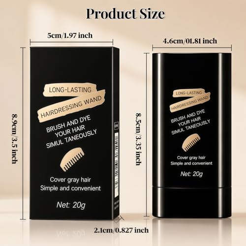 KTBKGV 2-in-1 Black Hair Dye Comb Stick | Instant Grey Root Concealer, Waterproof & Easy to Use, 2-Pack