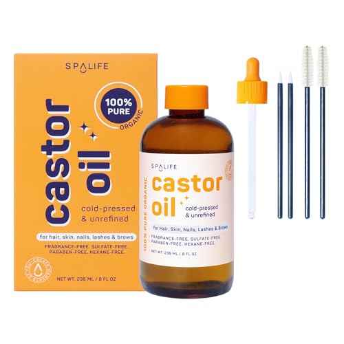SpaLife Beauty Multi-Use Castor Oil 100% Pure For Hair, Skin, Nails, Lashes, & Brows 8 FL OZ