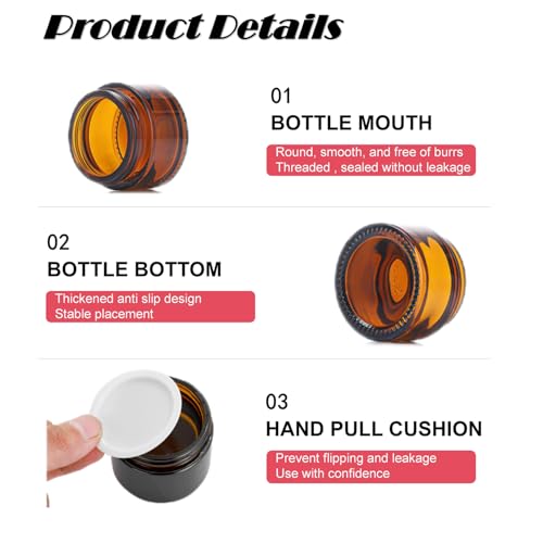 4-Pack Amber Glass Jars 0.5oz for Cosmetics, Creams & Oils